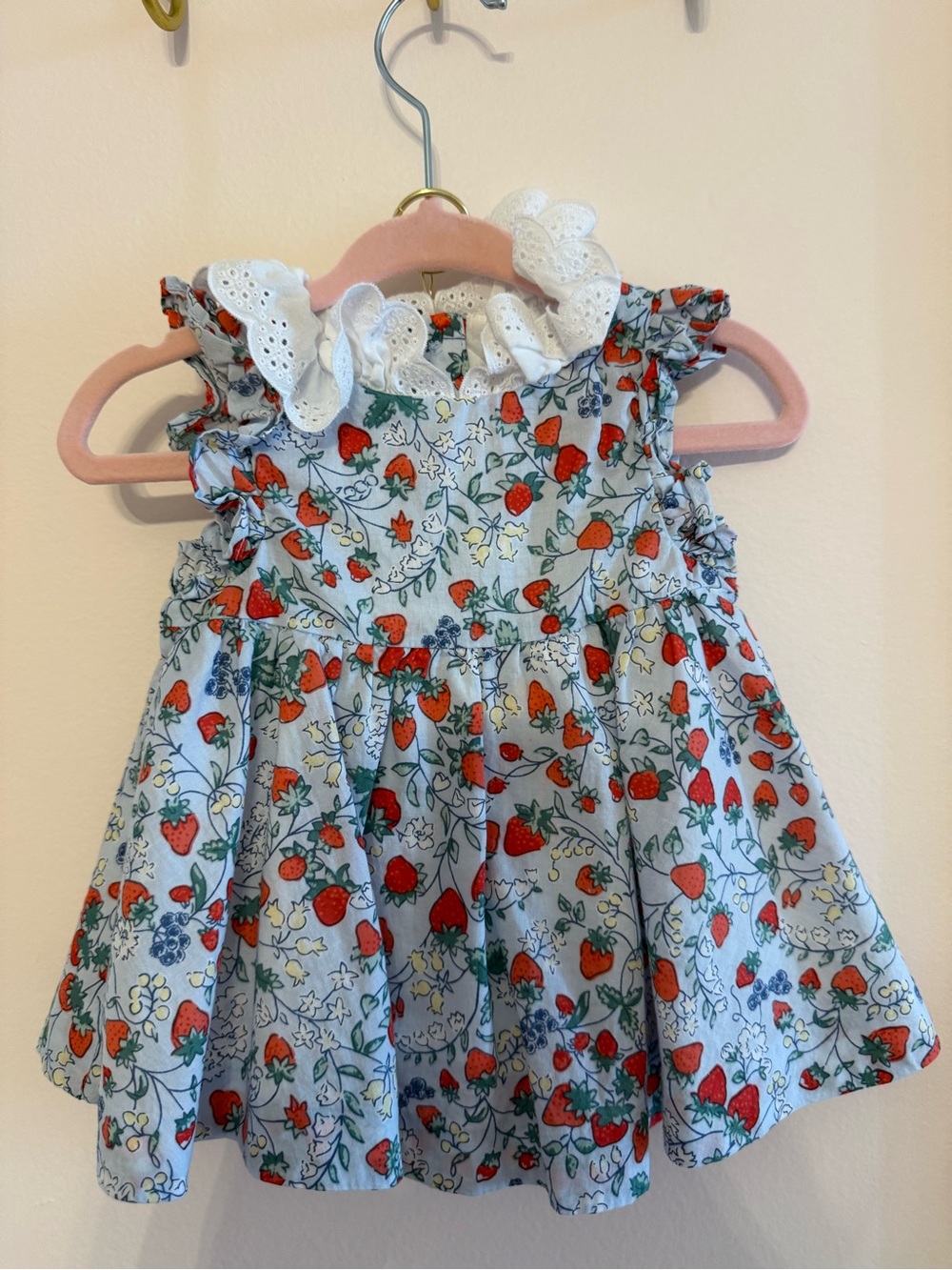Janie and Jack White Strawberry-Print Sundress with Red Accents